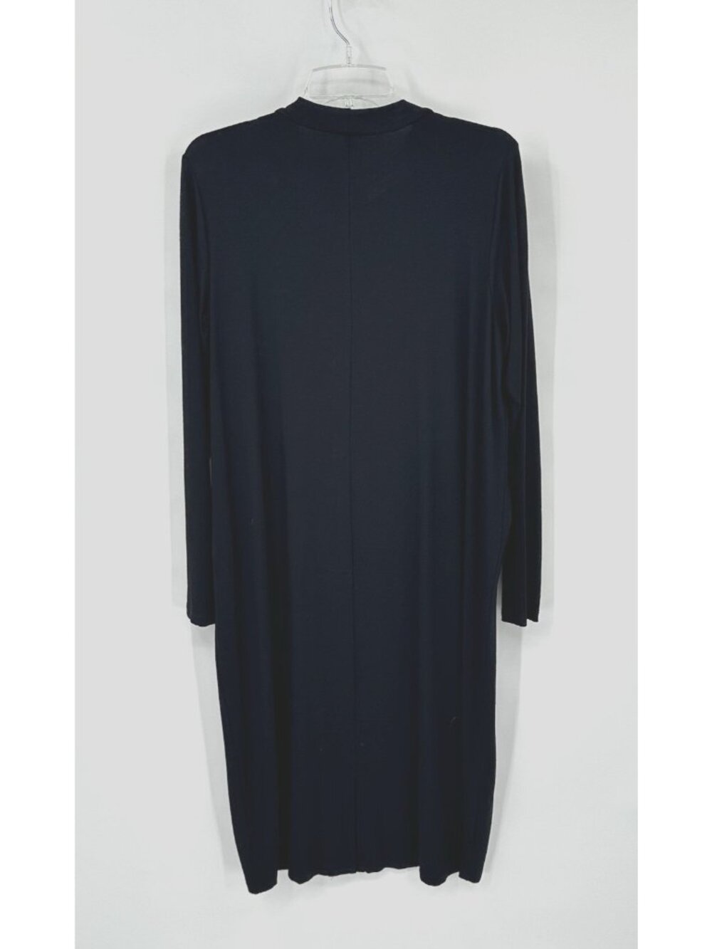 EILEEN FISHER MIDI DRESS long sleeve black LARGE minimalist knit coastal grandma - Picture 6 of 10